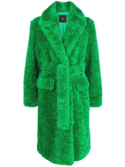 faux fur coats for women - Pinko green