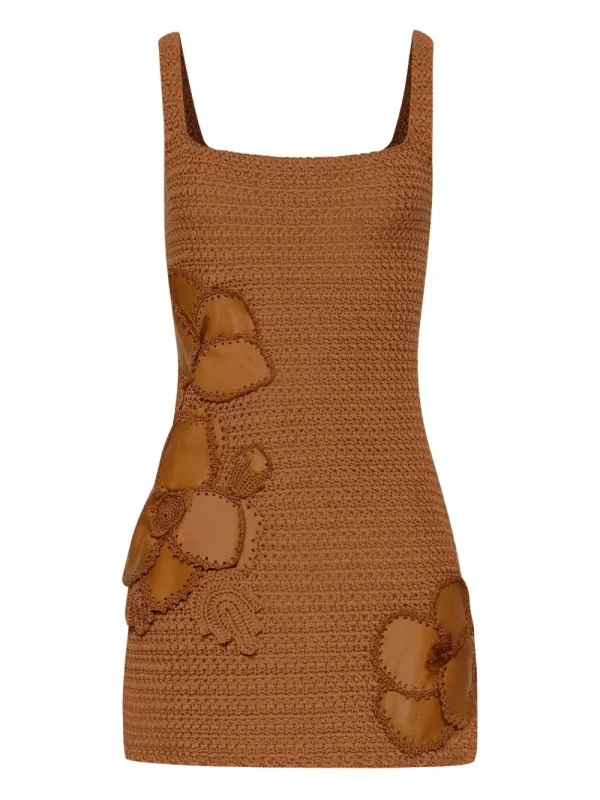 Oscar de la Renta floral crochet mini dress